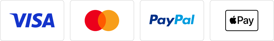 We accept Visa, Mastercard, PayPal and Apple Pay